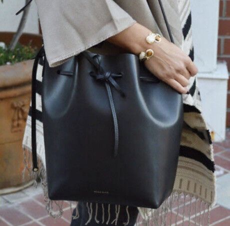 Mansur Gavriel Black Beige Flamma Large Bucket Bag Shoulder Italy Designer £475