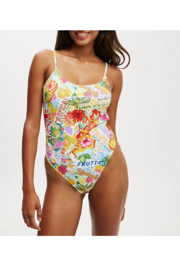 Swimwear Ciao Bella Thin Low Scoop neck One Piece Cheeky tiger flower au 8 S / M