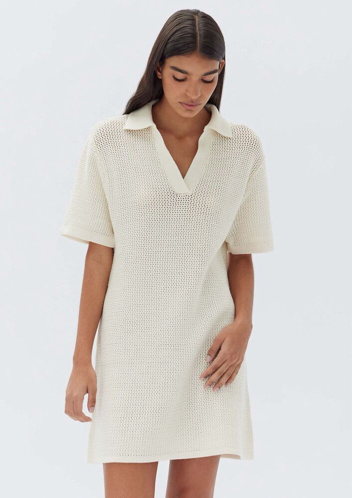 ASSEMBLY LABEL LYDIA KNIT DRESS Resort Coastal CREAM Beige Beach OverSwim Au 10