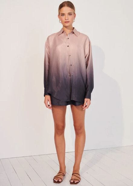 APT Apartment Clothing Rosanna Ombre Shirt Pink Silky curpo fabric Boyfriend Designer Au 8 💜