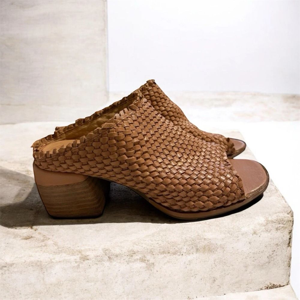 Martini Marco Heels Sandals slides designer La Femme Plus Woven Leather Pumps designer Agni Brown Au 9 40