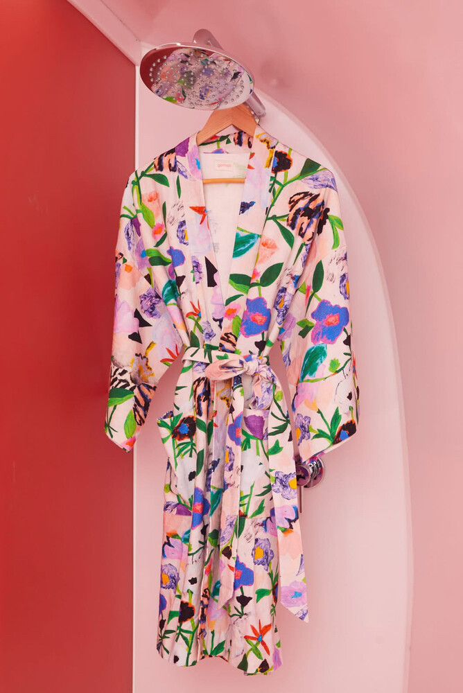 Gorman Birdsong bathrobe Short One Size Cotton Linen Colourful Robe Light Summer