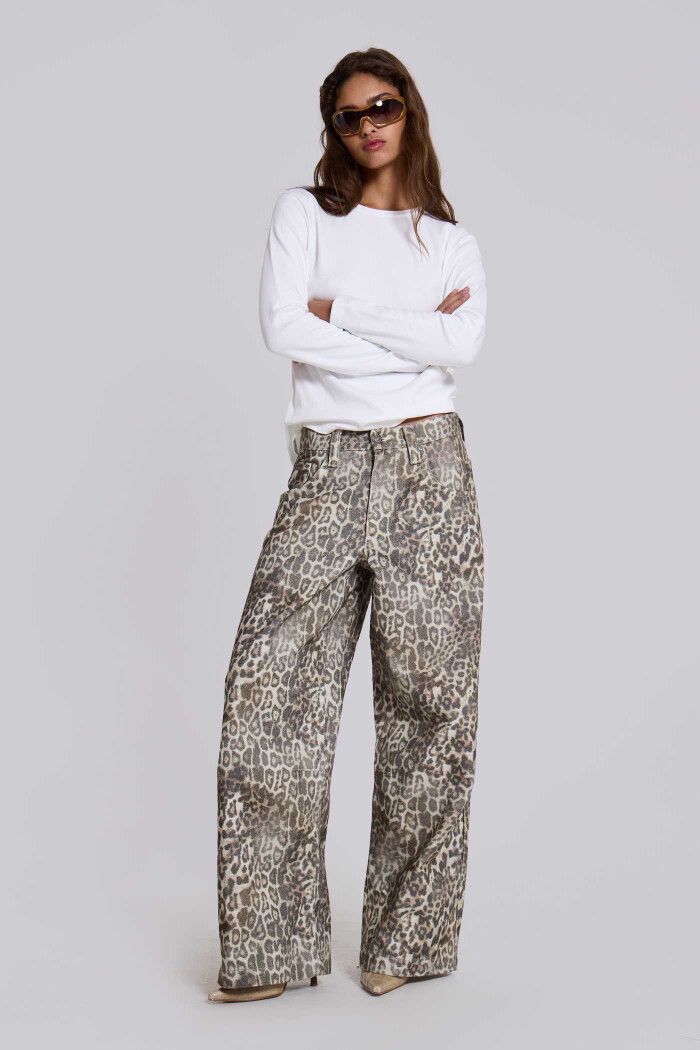 Jaded London Leopard Fade Colossus Jeans Trousers Pants Wide Leg Designer W 26