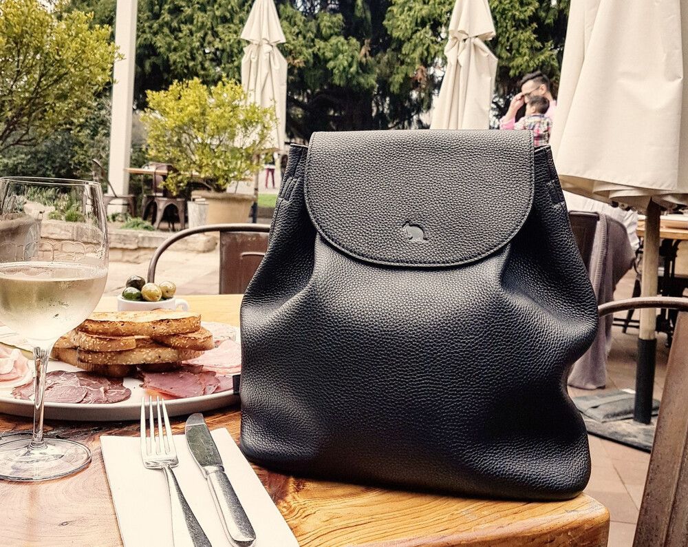 quokka the label Leather Nappy bag 3 In 1 Backpack Shoulder Pram Stroller Black