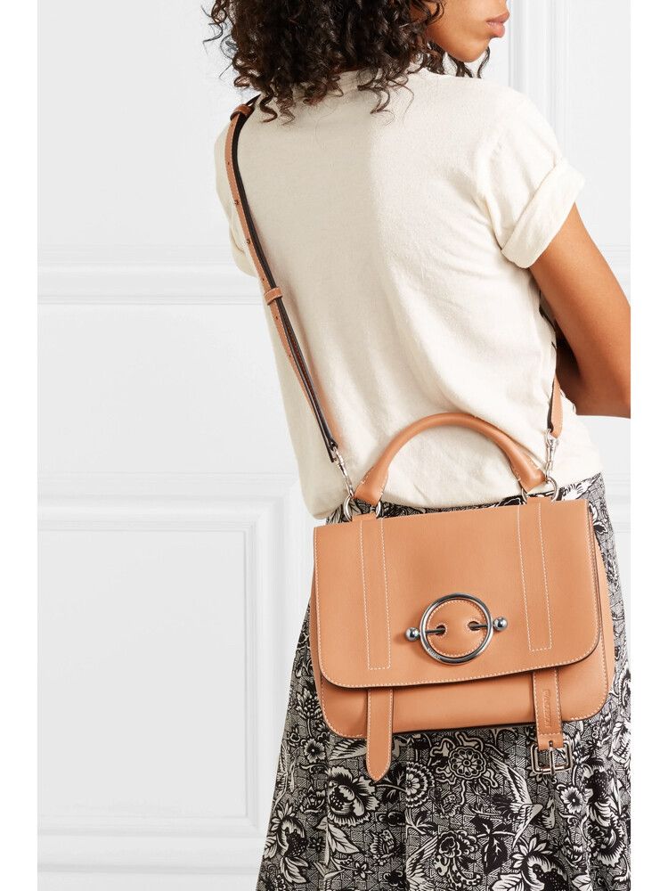 JW ANDERSON DISC LEATHER SATCHEL BAG Natural Tan Beige Medium Designer $2900