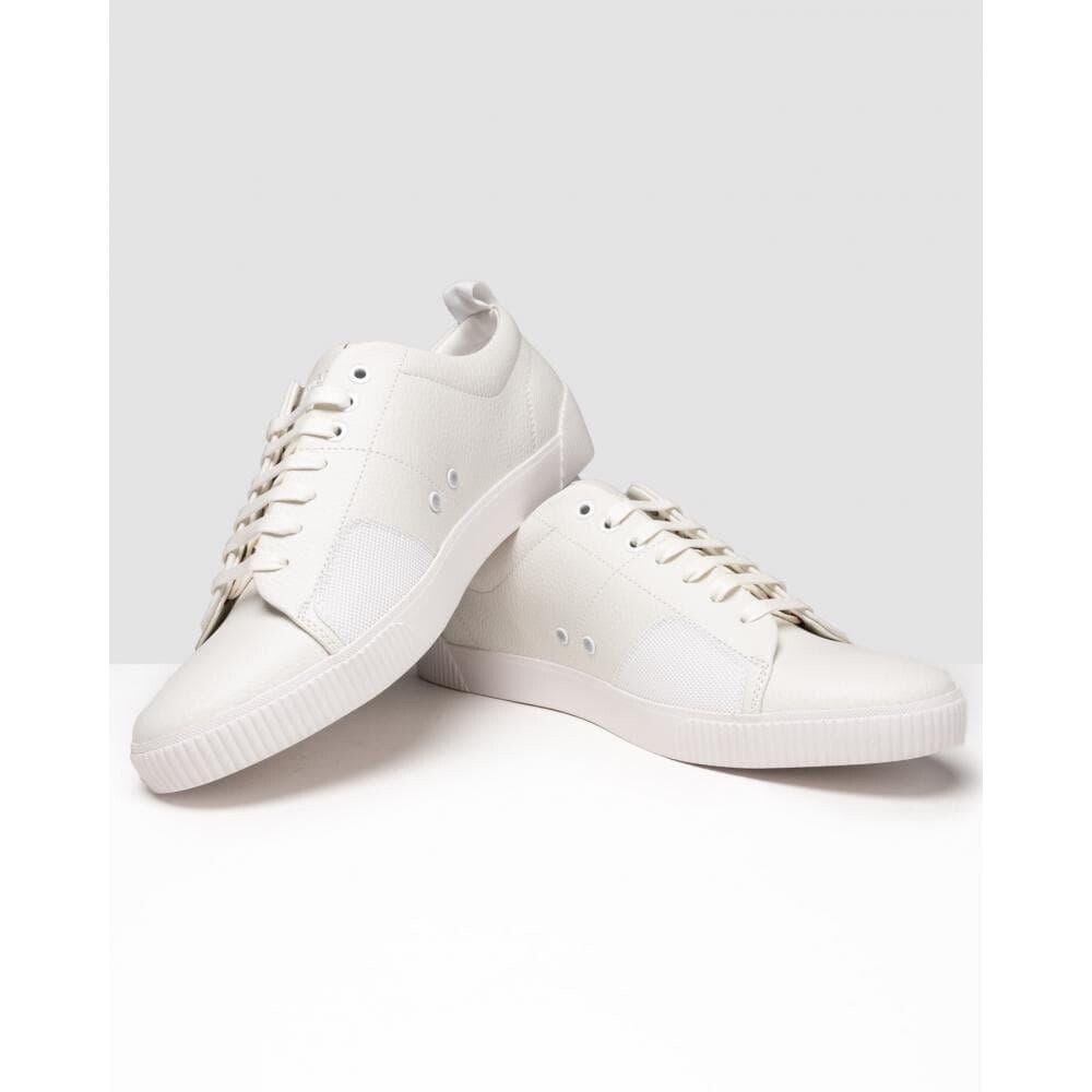 HUGO Zero Tenn Tennis Low Inspired Logo Trainers leather Off White Men Size 44 Us 11