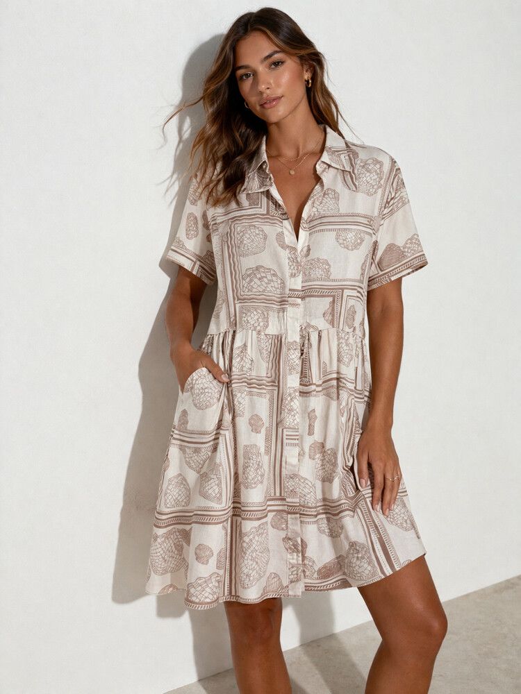 chinese dress ladies Steph Mini Dress, in Shell Linen, Size: 2XL main image 0