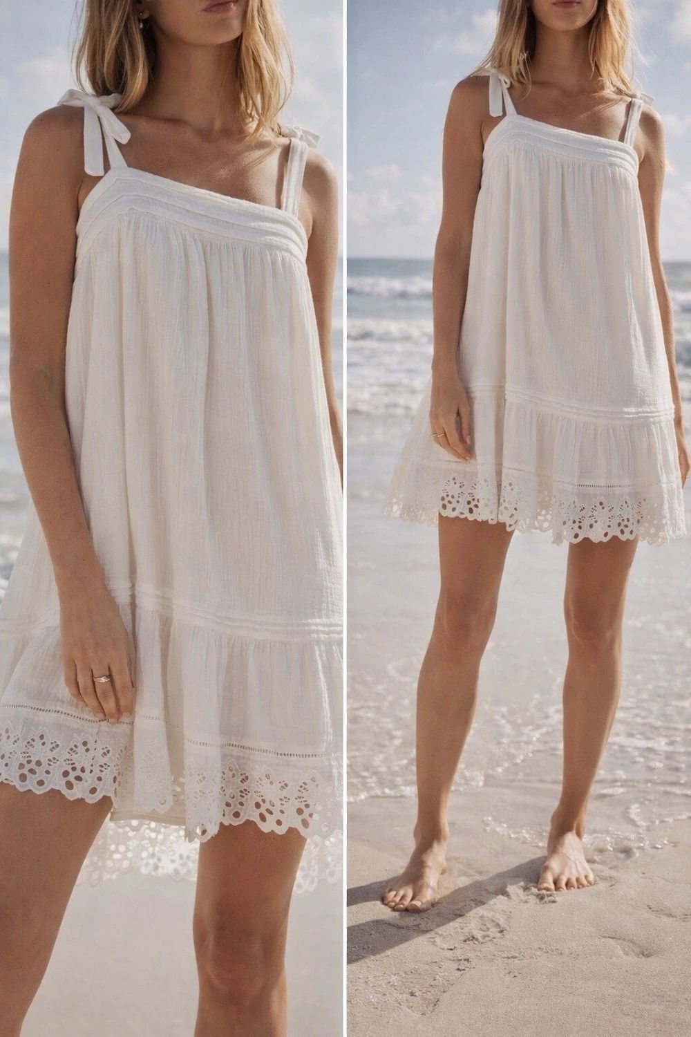 Kivari Isla Mini Dress White Breezy Summer flowy Sun Coastal resort Designer Au 14 XL
