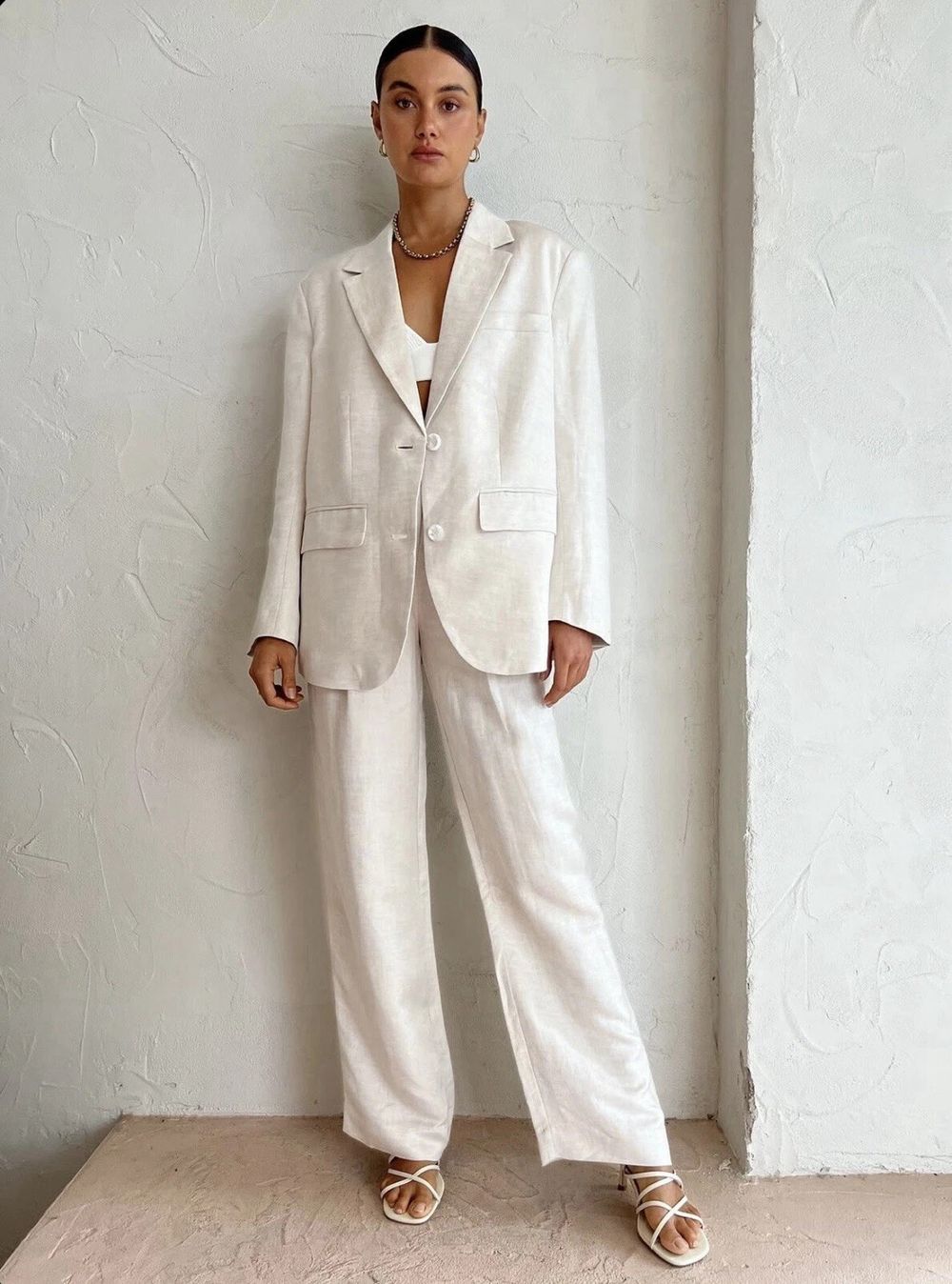 ELKA COLLECTIVE MARTINA BLAZER Jacket Linen Blend Natural Oat Designer Au 14 XL