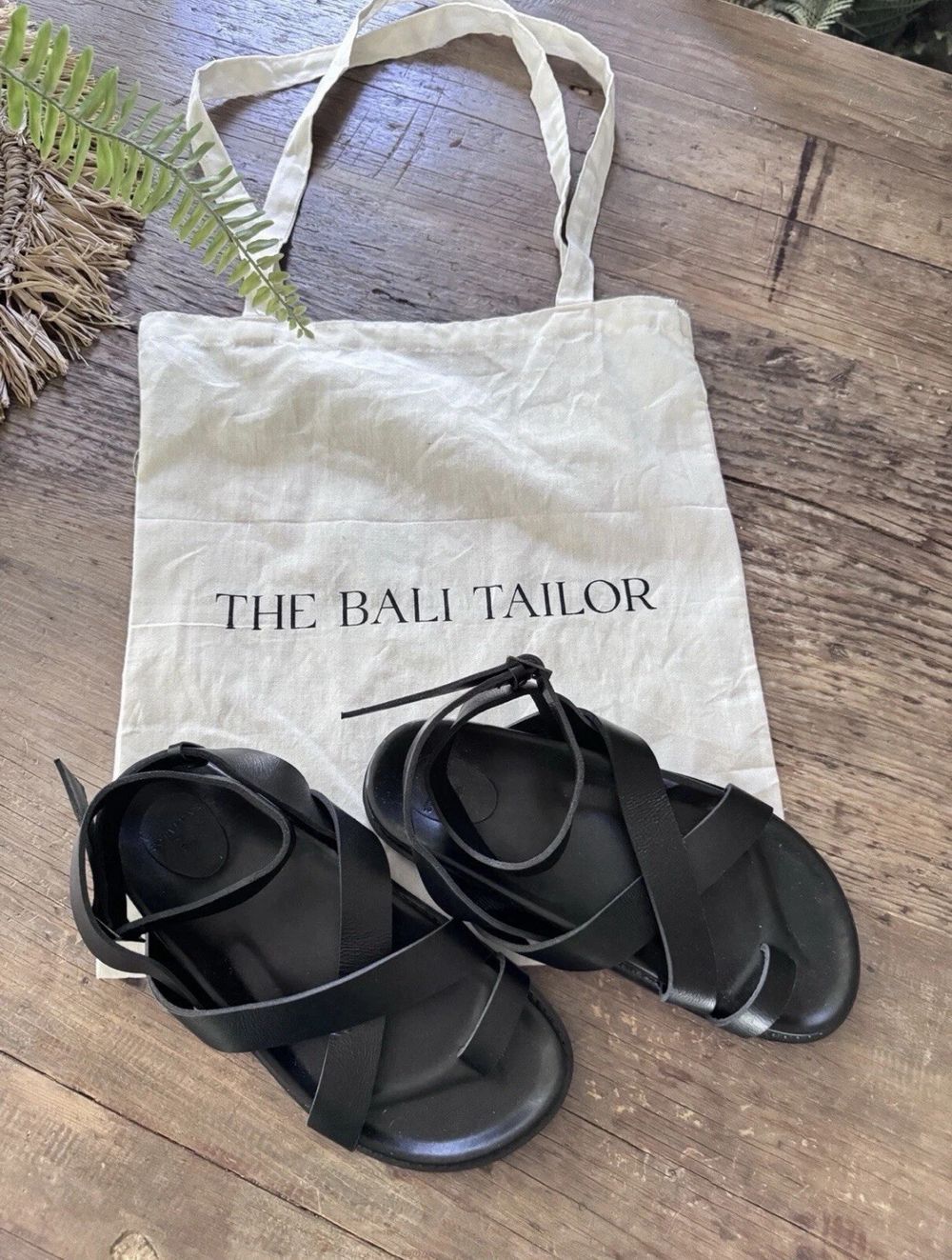 The Bali Tailor Leni Leather Sandals Gladiator 40 Au 9 Black Artisan Hand $229