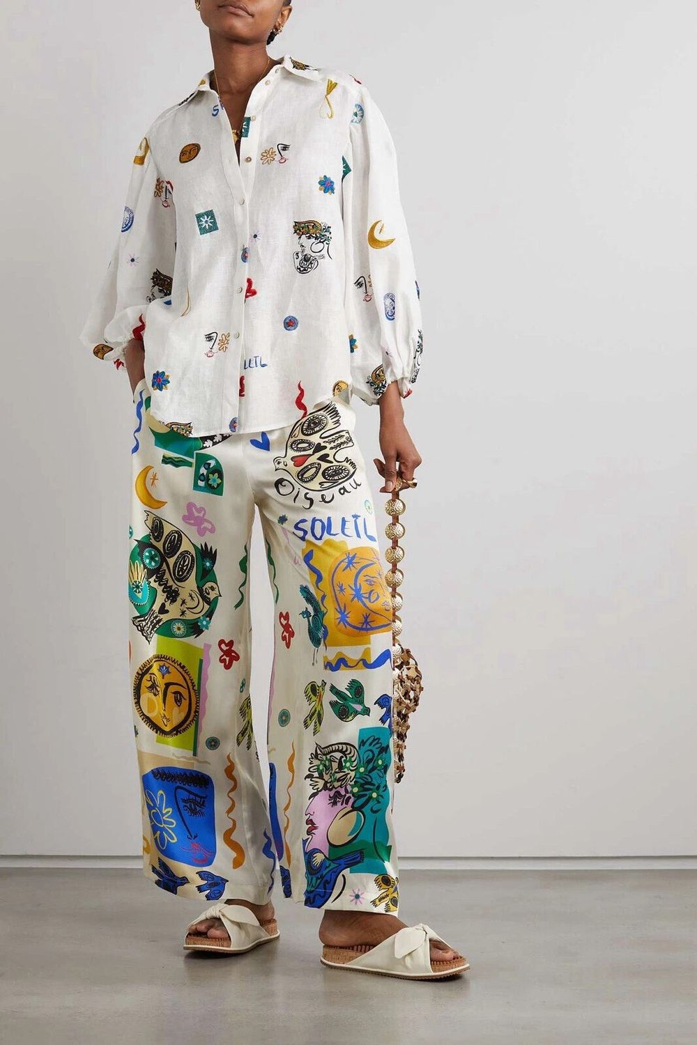 ALEMAIS Soleil Pants AU 8 S Designer Wide Leg Luxury Summer Trousers 100% Silk $495