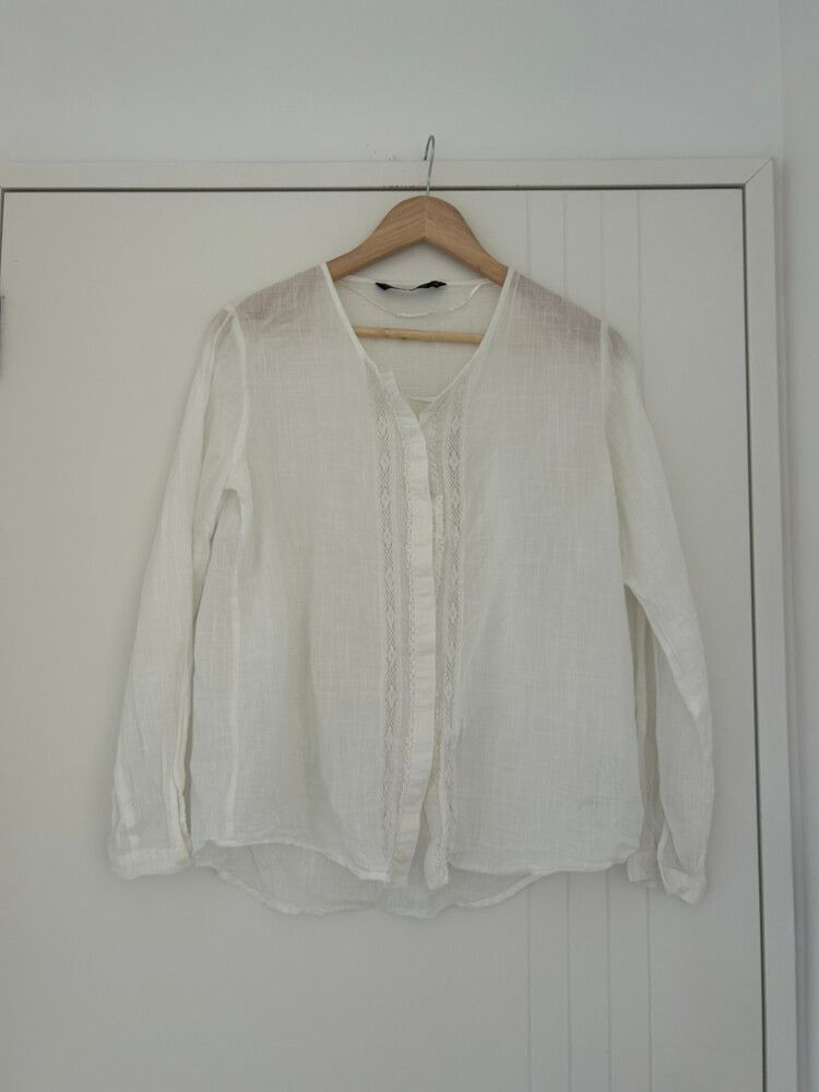 Zara White Button Up Shirt 12