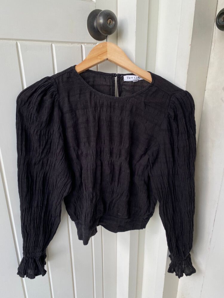 Ivy + Jack Black Crinkle Top