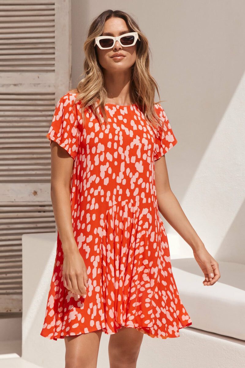 mister zimi orange dress When we think of colour, we think of @eloisejaksic Wearing our Margot Mini Dress In Strawberry Spritz Pre order yours now!