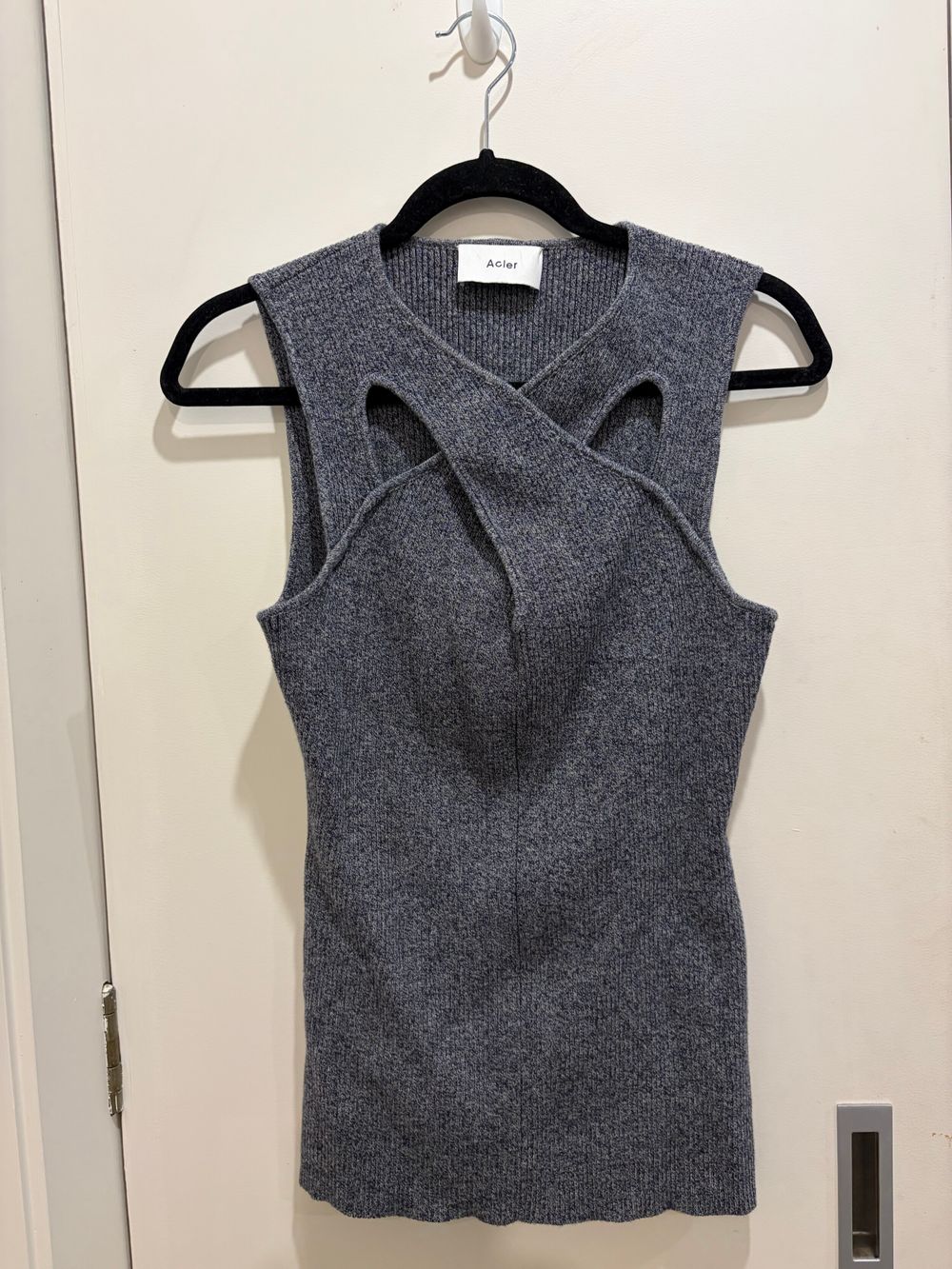 Acler Grey Ribbed Tank Top