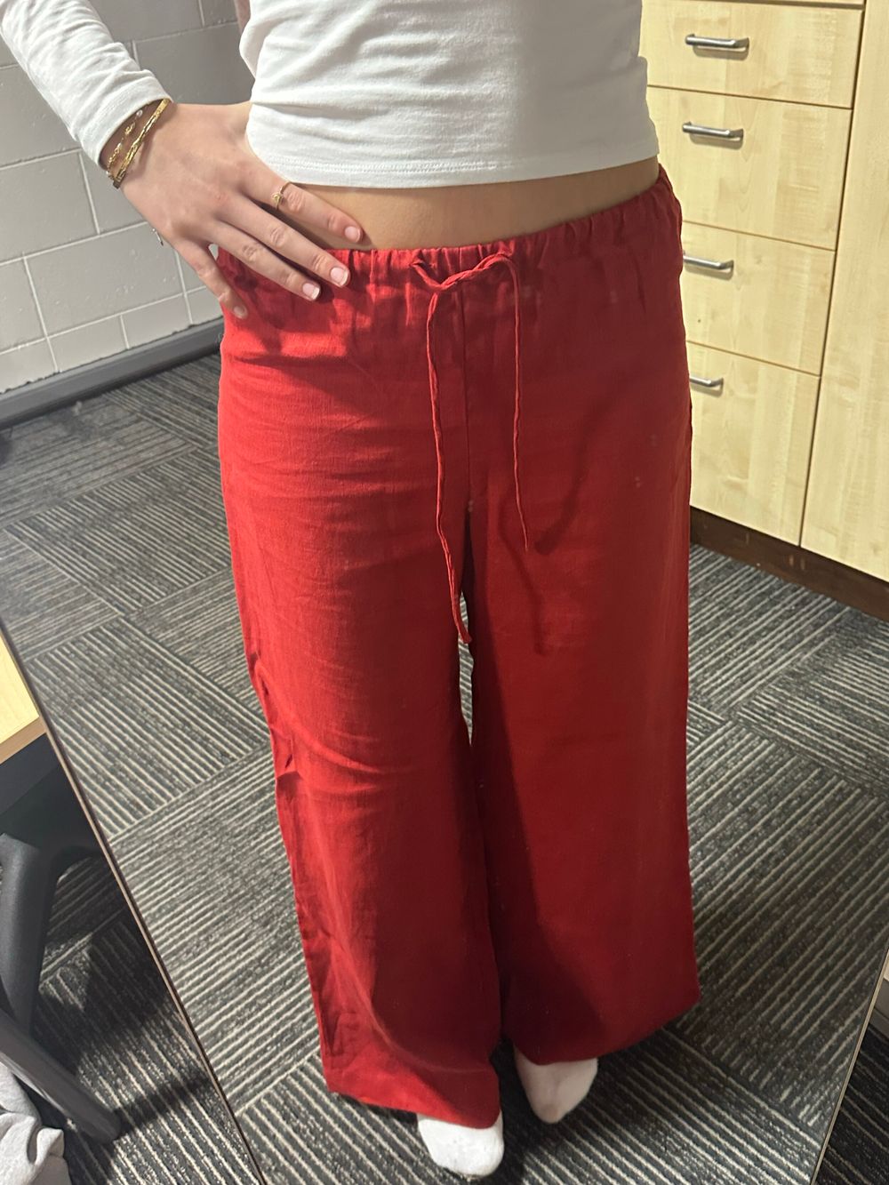 Ruby white wide leg linen pants