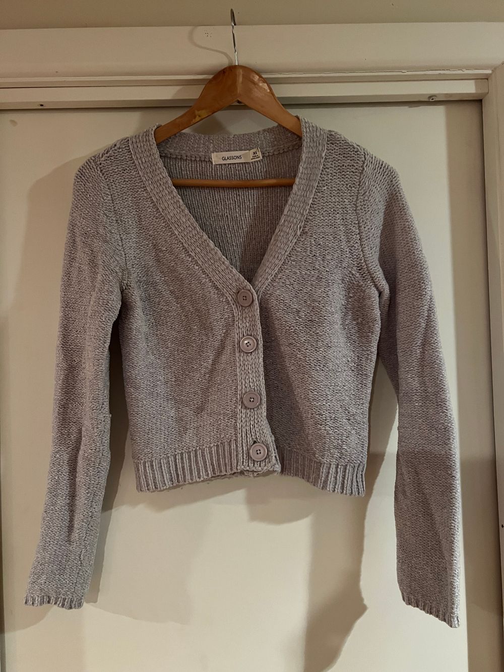 light grey button up cardigan