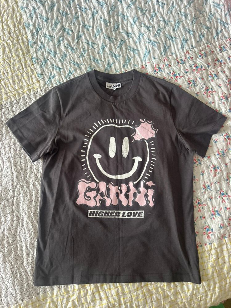 Ganni Grey Smiley T-Shirt