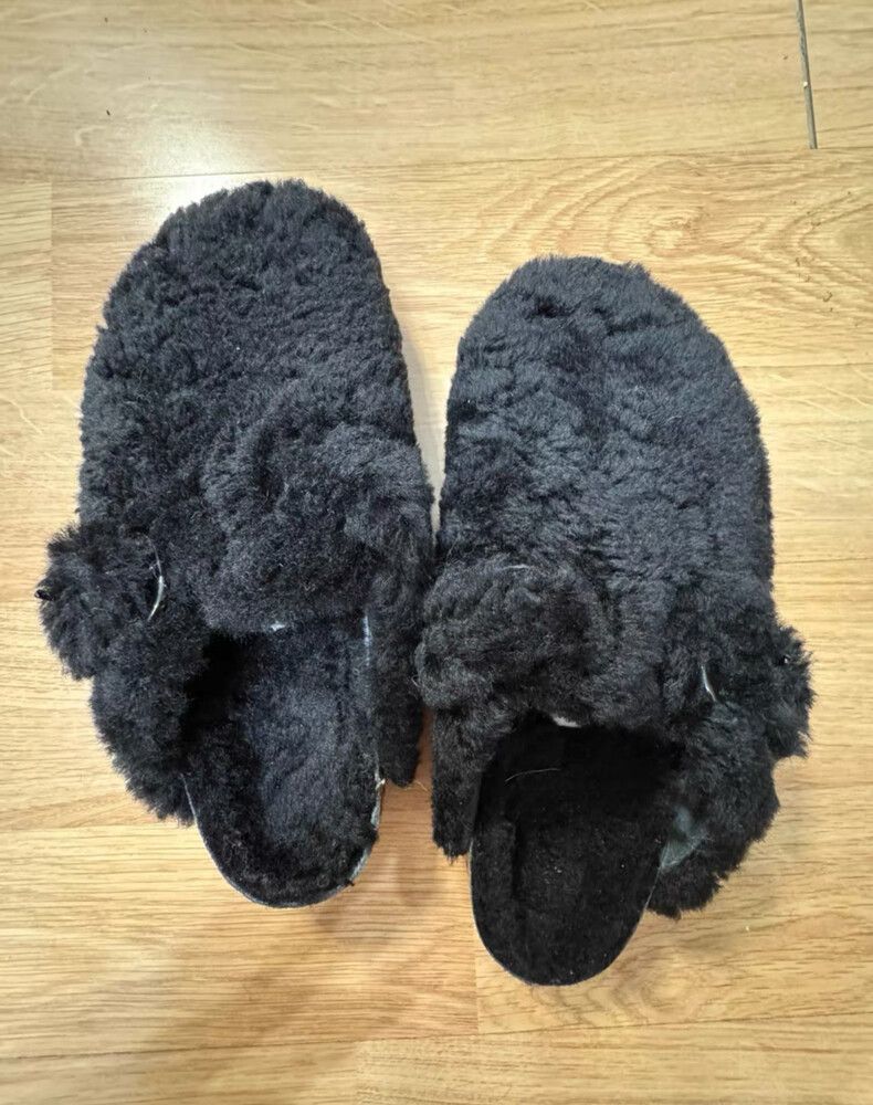 Birkenstock Black Shearling Slides