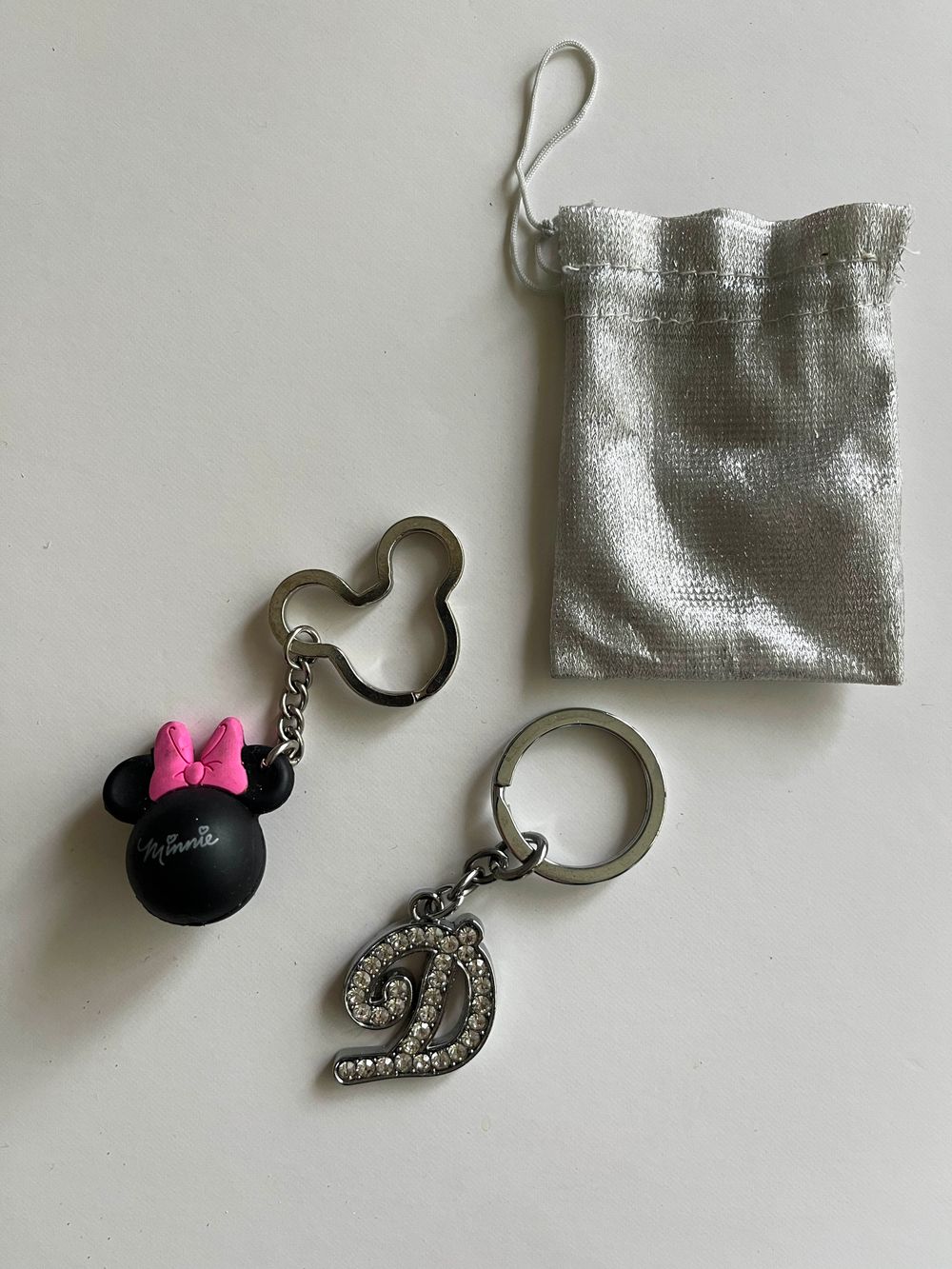 Minnie Mouse Keyring and Letter D Keyring