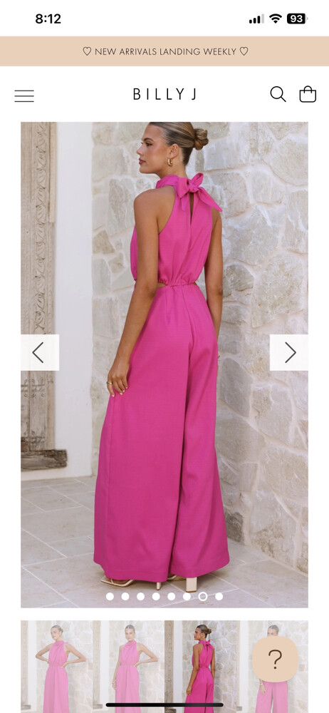 Pink Billy J Lara Halter neck wide leg jumpsuit.