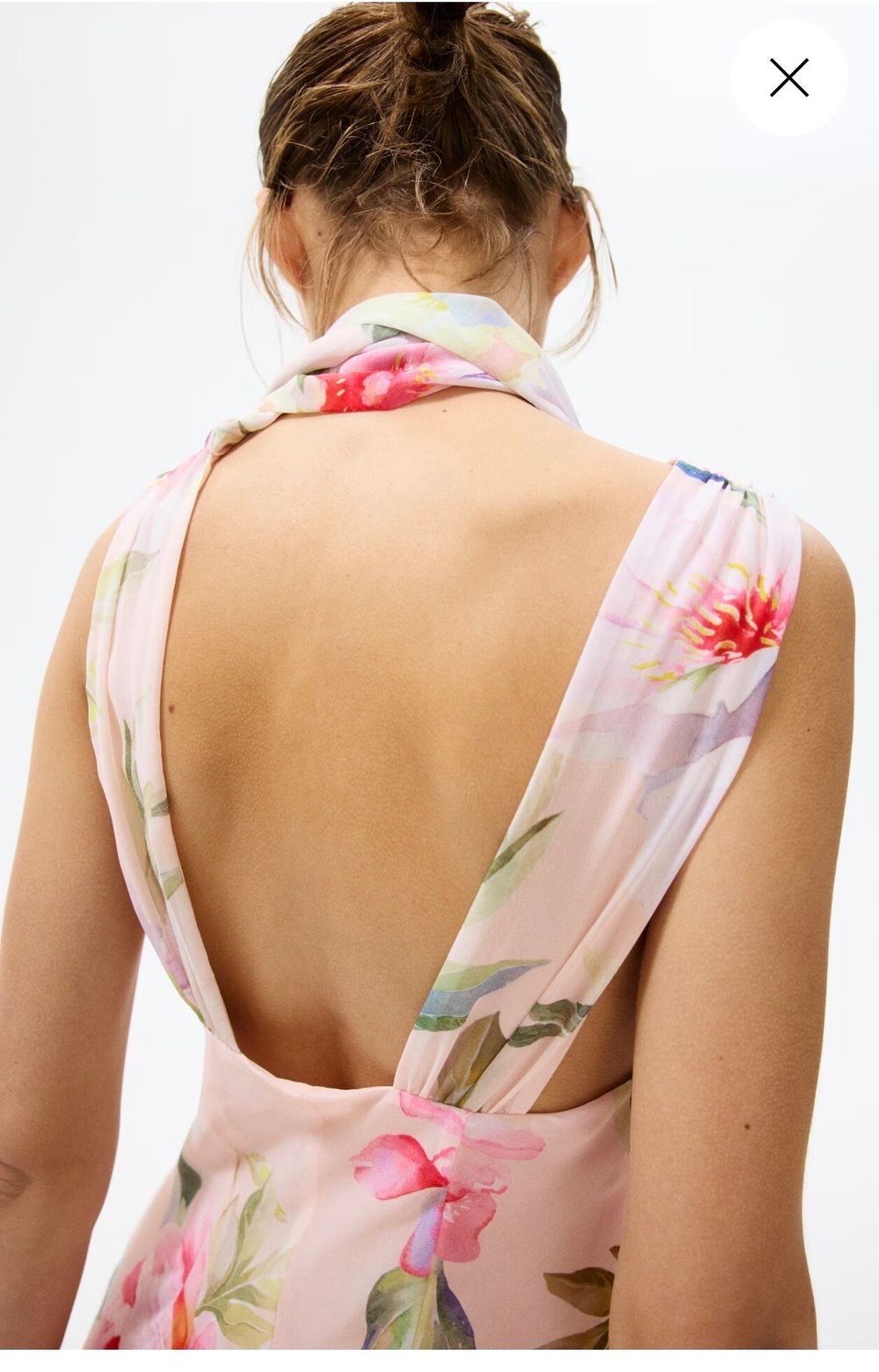 h&m floral halter dress Women's White/floral Poplin Halterneck Dress