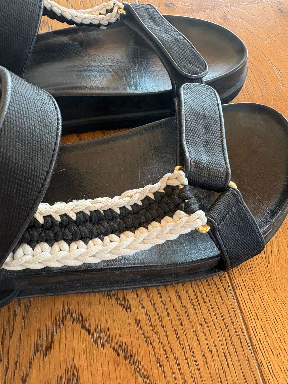 Mister Zimi Black and White Braided Sandals