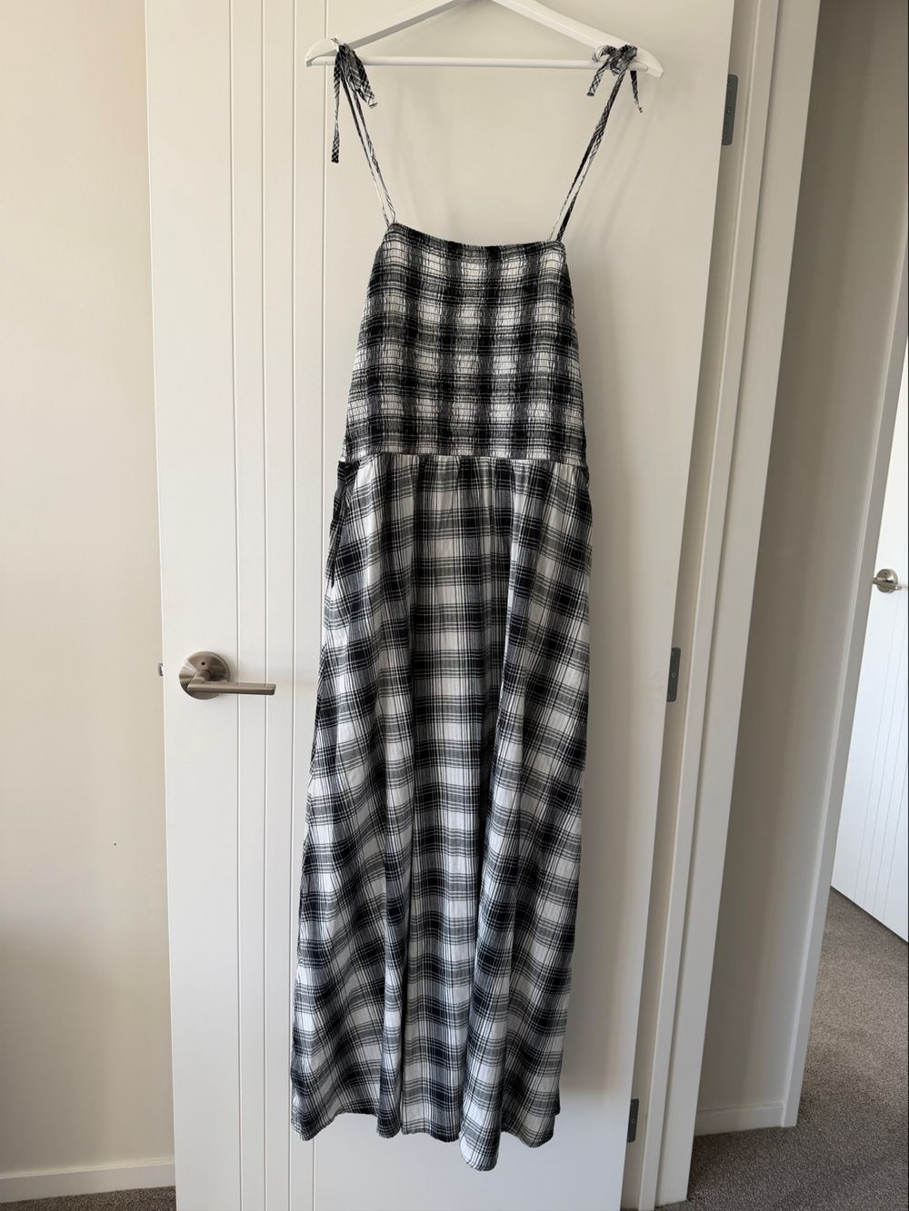Black And White Plaid Maxi Dress