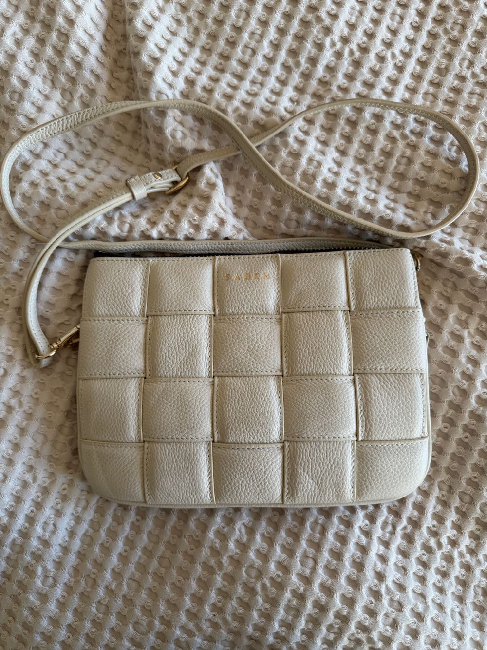 SABEN Cream Woven Tilly’s Big Sis Crossbody Bag