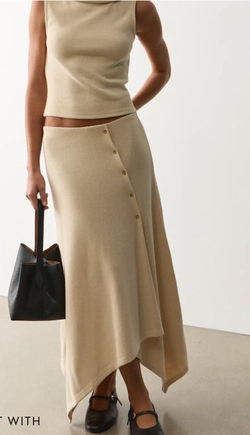 GLASSONS Beige Midi Skirt
