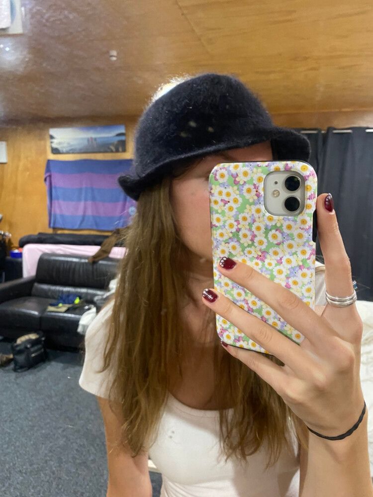 angora/lambs wool Black Bucket Hat