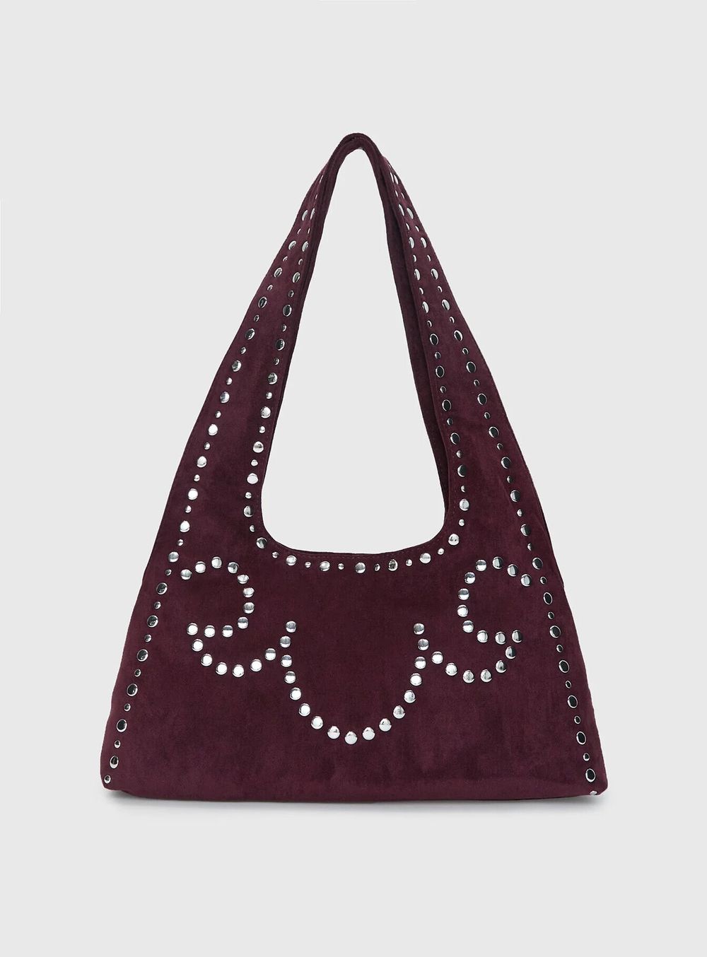 PRINCESS POLLY Lemoni Faux Suede Stud Bag Burgundy
