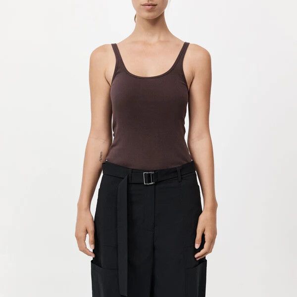 Organic Cotton Slim Scoop Tank - Raisin
