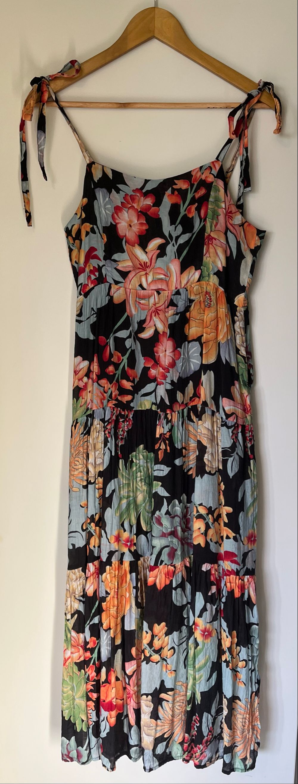 Among The Brave Black Floral Tiered Maxi Dress