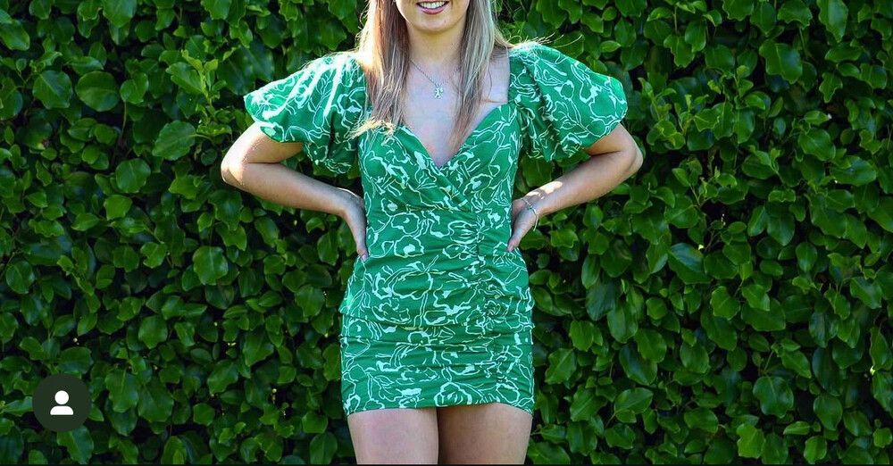 Saints + Secrets - Green Floral Mini Dress on Designer Wardrobe Saints + Secrets - Green Floral Mini Dress on Designer Wardrobe