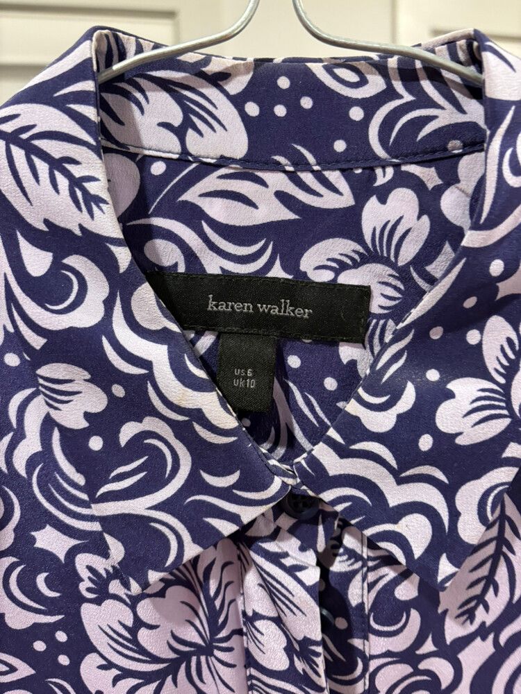 Karen Walker Blue Floral Shirt Size US 6 UK 10