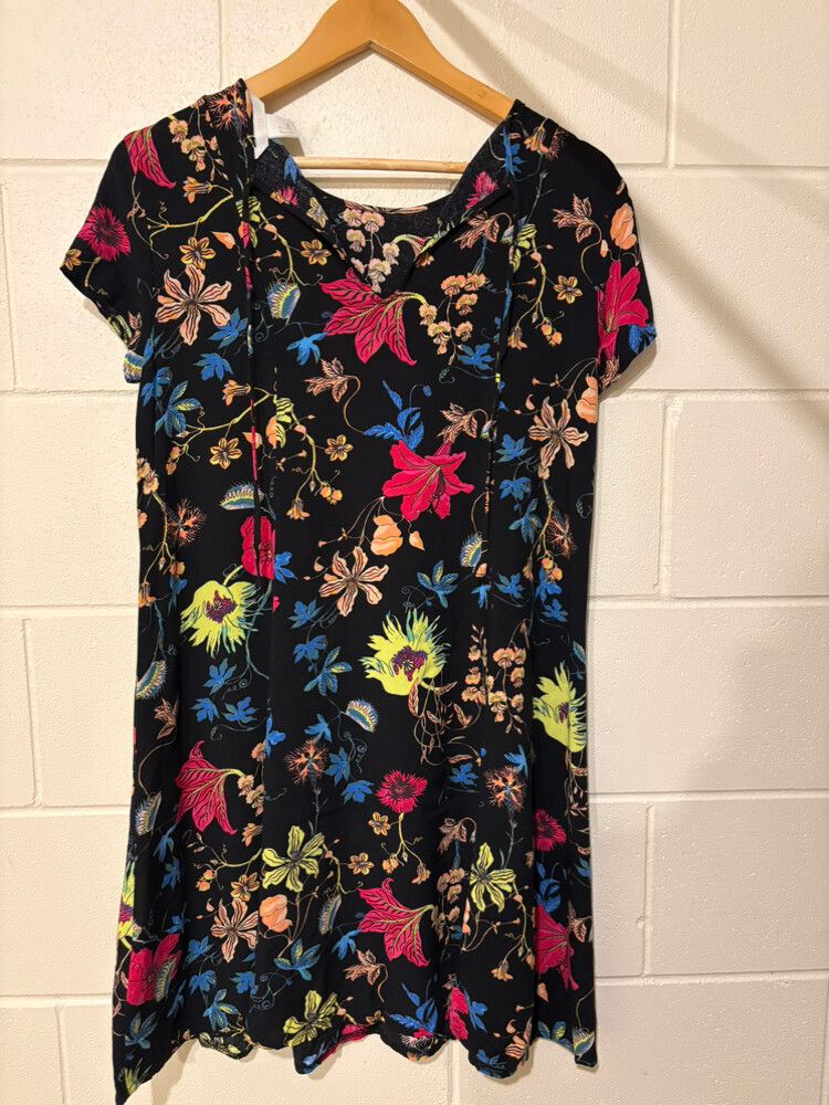 knee length dresses for ladies H&M Divided Womens Black Floral Midi Shirt Dress Size 12 Viscose  Preworn
