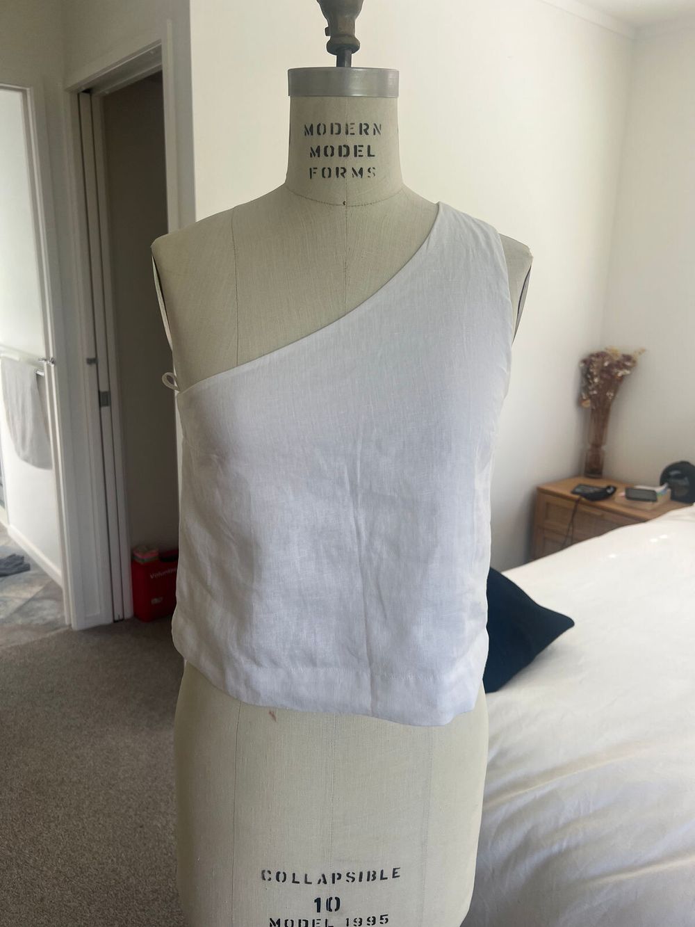 Assembly Label white linen One Shoulder Top