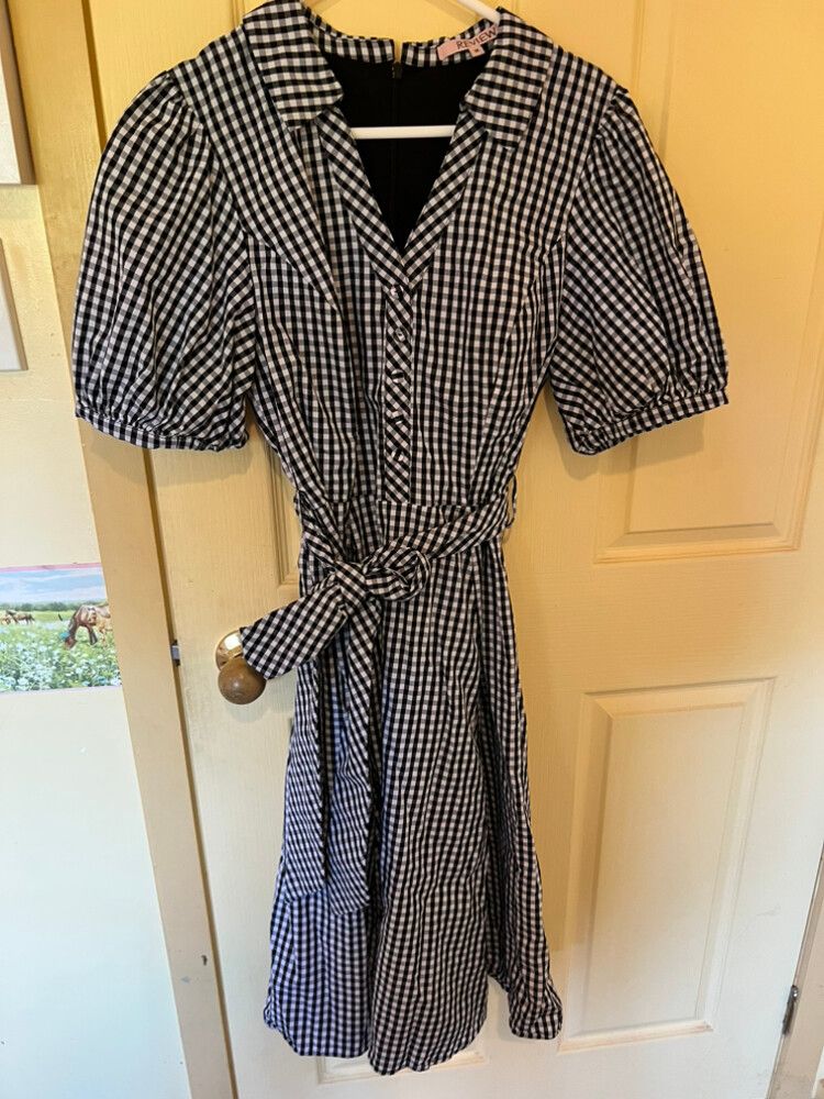 Review Black White Check Dress