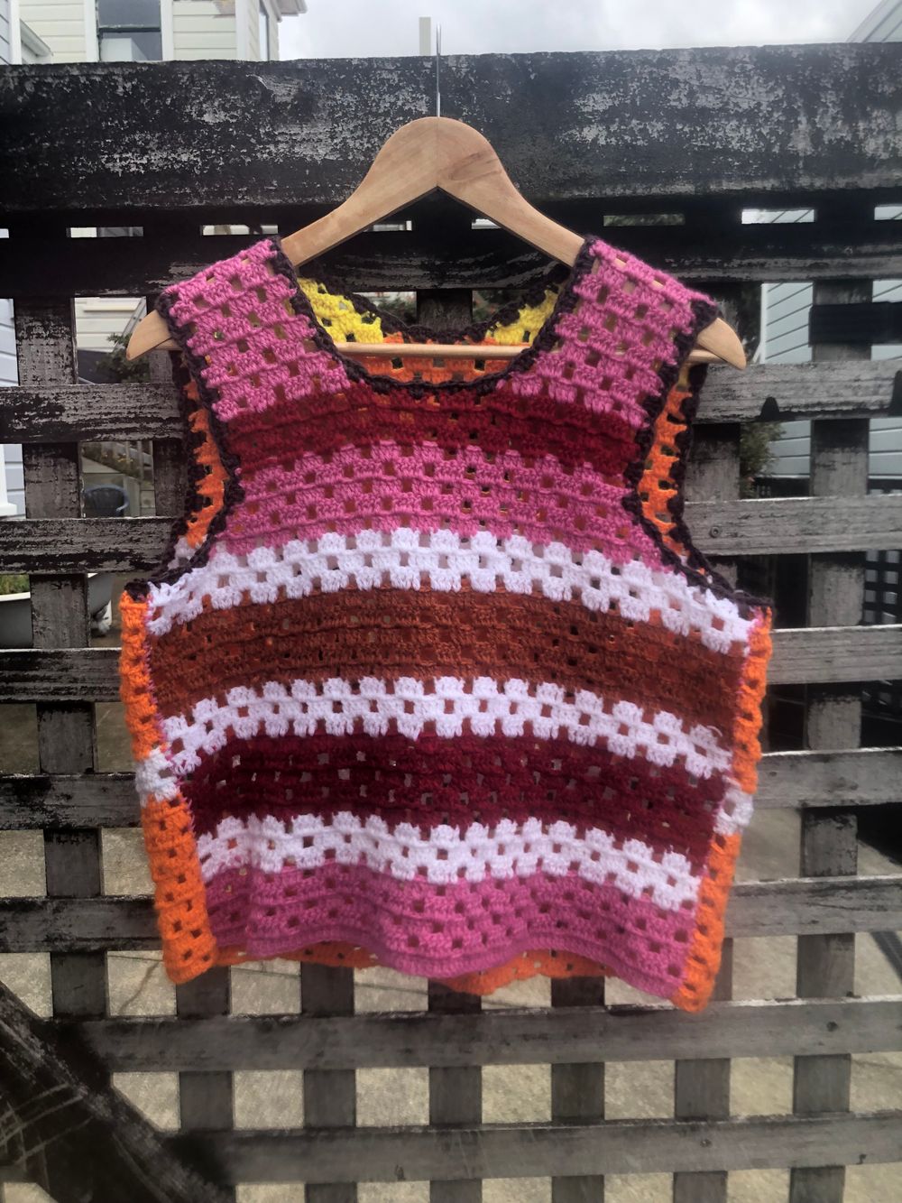 Multicolour Crochet Square Top - One size