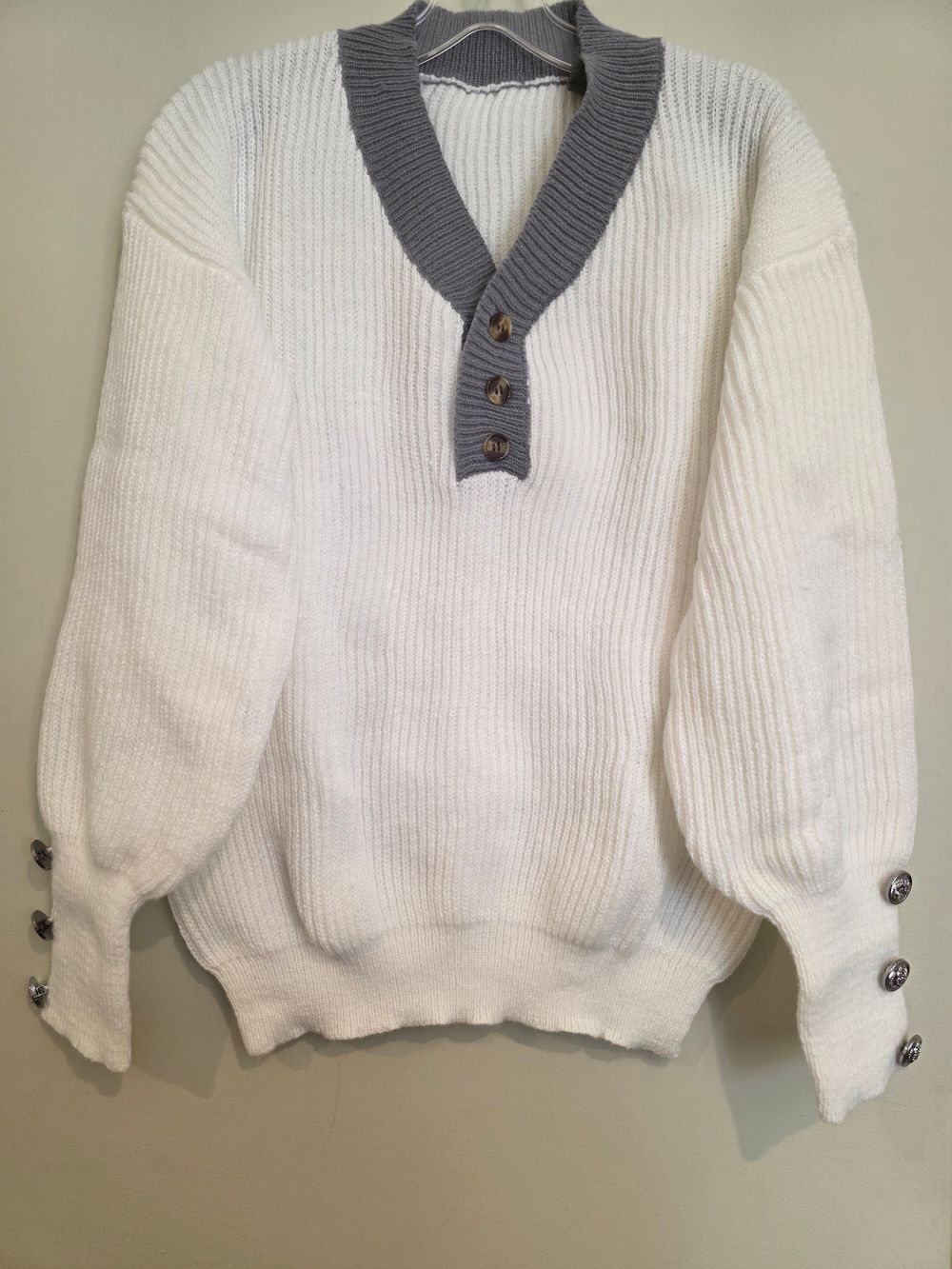 White & Grey Stylish warm top