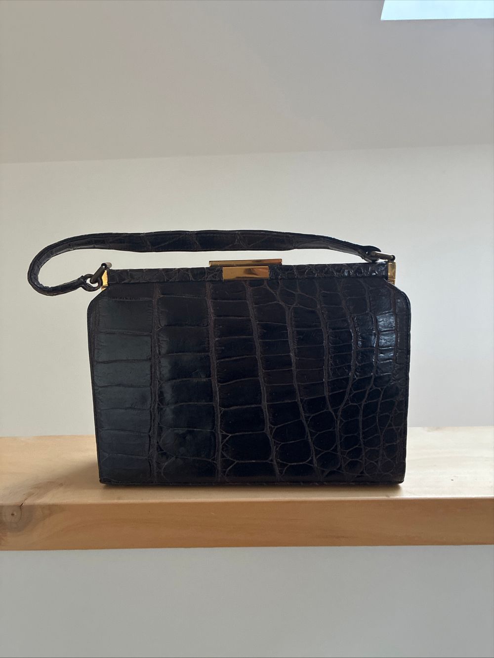 Vintage 1950 Genuine Crocodile Leather Handbag - Made in Spain