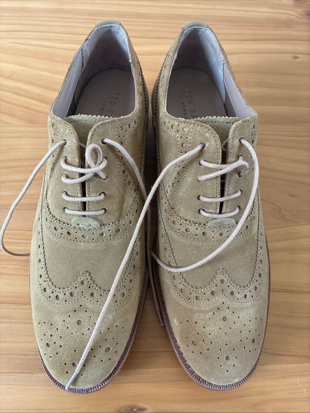 New Ted Baker Beige Suede Brogue Shoes