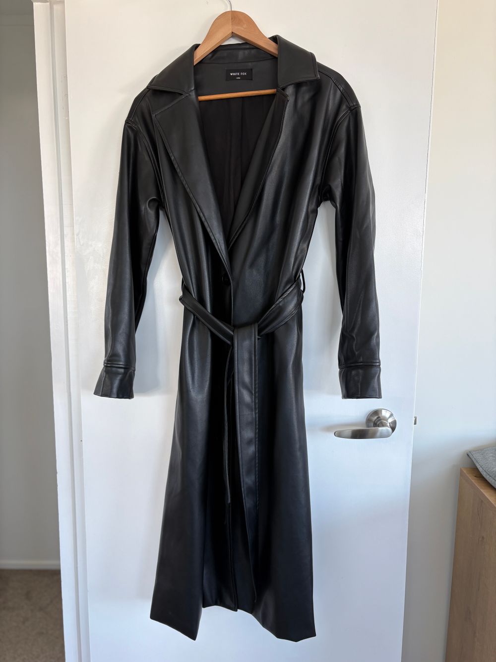 White fox leather trench $170 brand new!