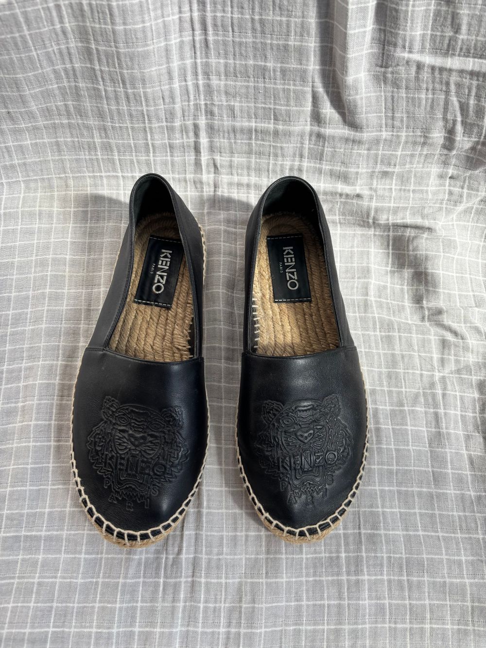 KENZO Tiger Leather Flatform Espadrilles