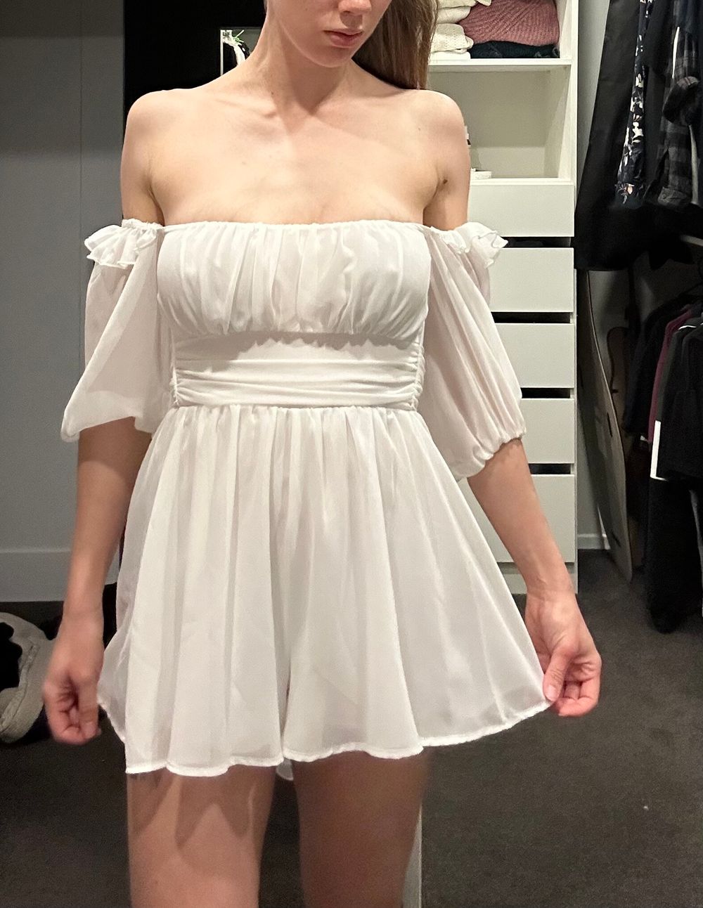 White Off-Shoulder Playsuit