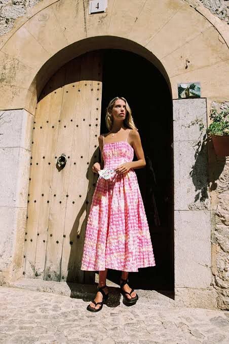 steele pink gingham dress Steele