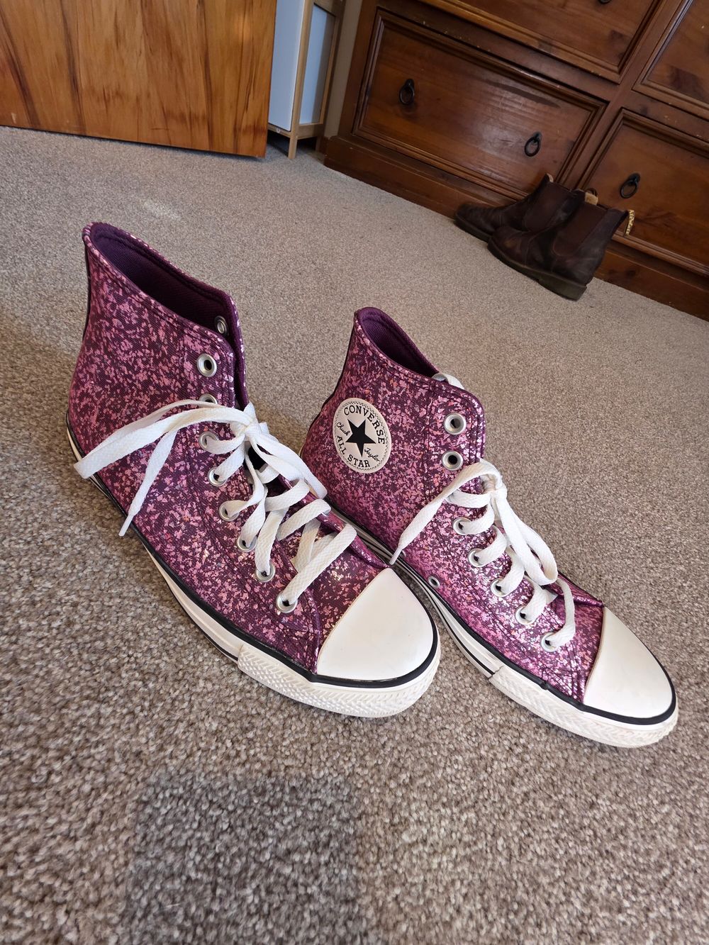 Converse Pink Glitter Hi-Top Sneakers Size 10/41