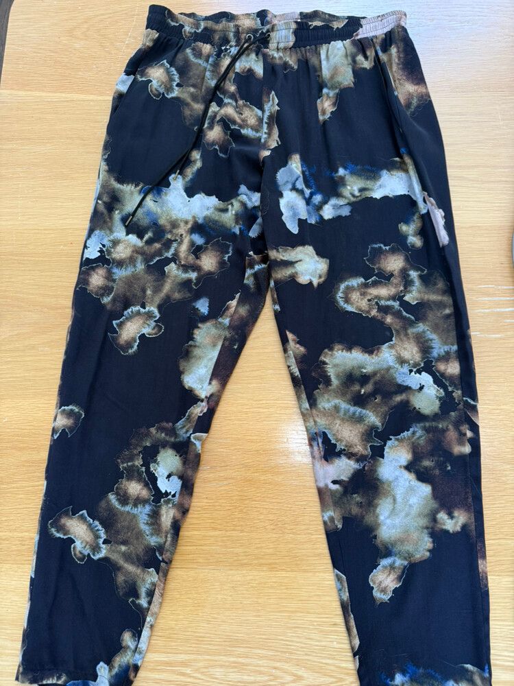 Juliette Hogan Black Patterned Pants 100% silk