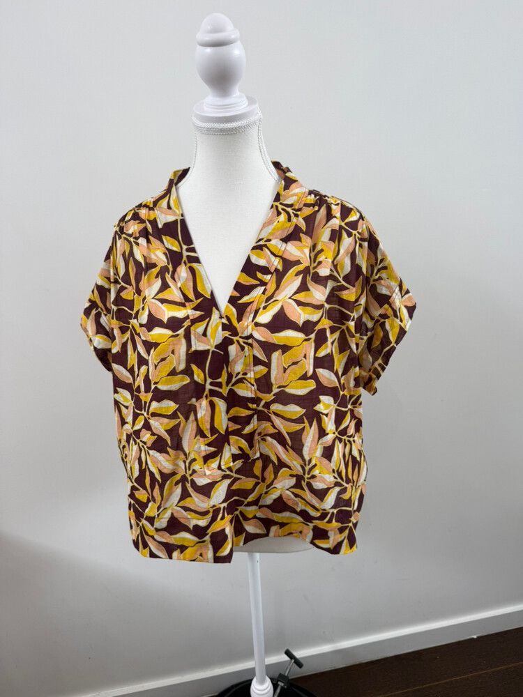 Soeur Brown Leaf Print Top